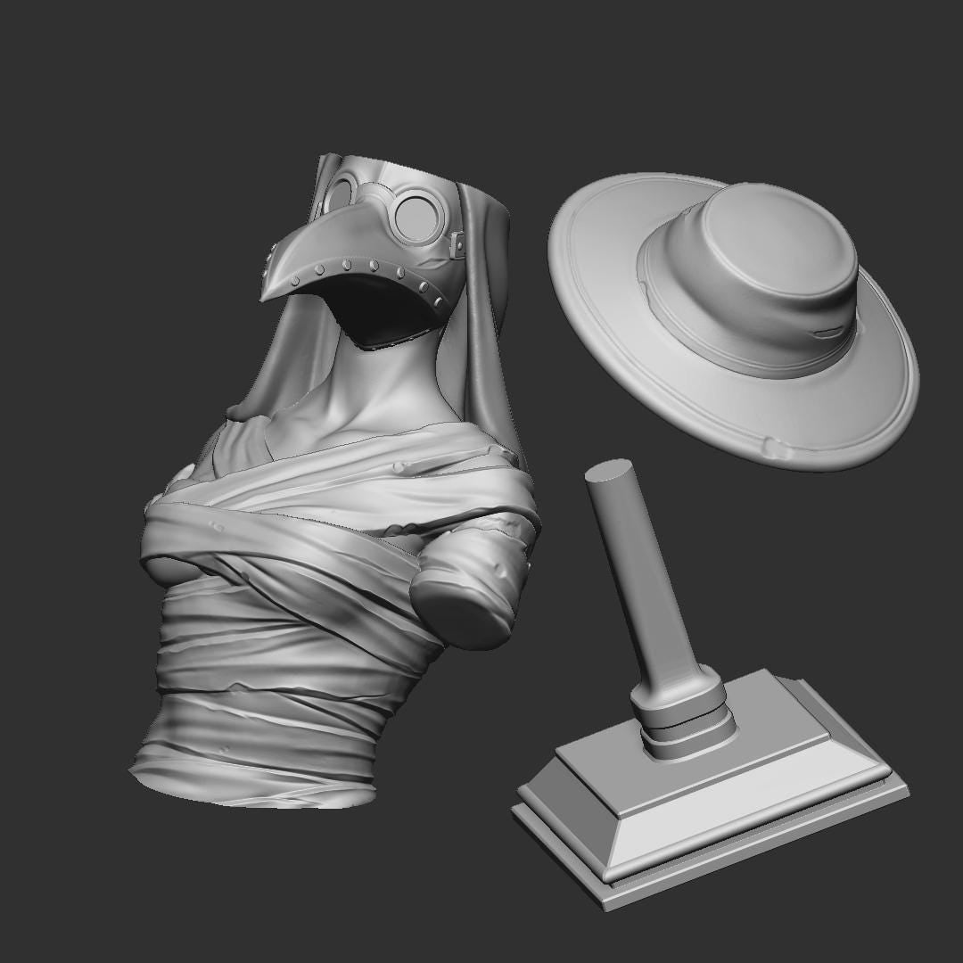 Female Plague Doctor - Unpainted Miniature Bust