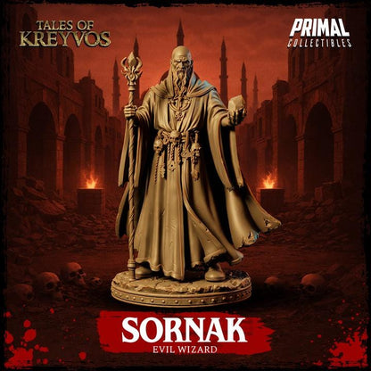 Evil Wizard, Sornak - Tales of Kreyvos - Unpainted Miniature