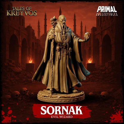 Evil Wizard, Sornak - Tales of Kreyvos - Unpainted Miniature
