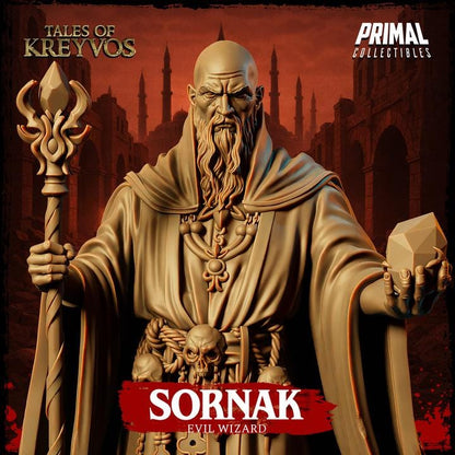 Evil Wizard, Sornak - Tales of Kreyvos - Unpainted Miniature