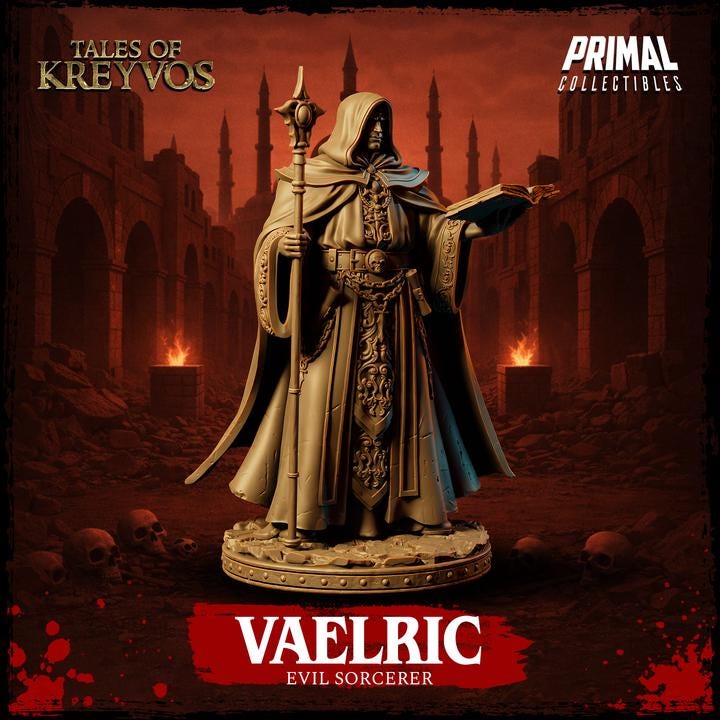 Evil Sorcerer, Vaelric - Tales of Kreyvos - Unpainted Miniature