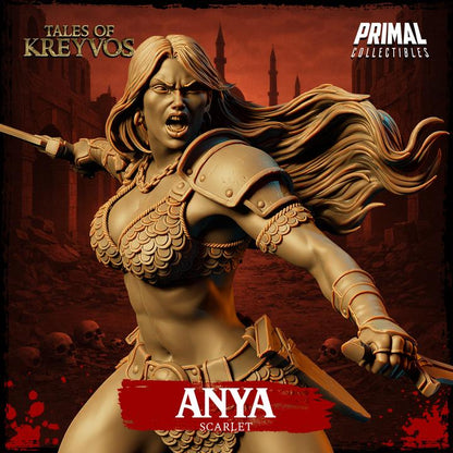 Scarlet Barbarian, Anya - Tales of Kreyvos - Unpainted Miniature
