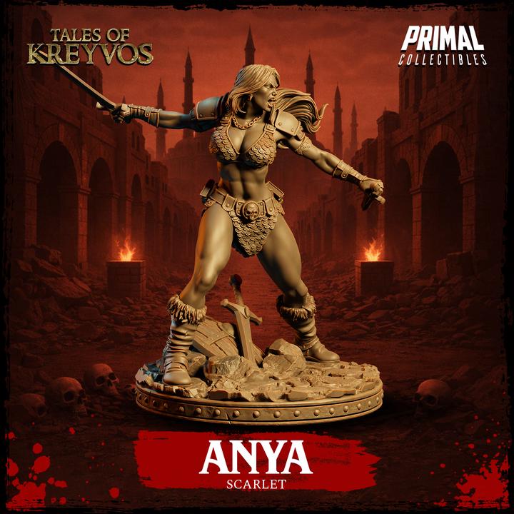 Scarlet Barbarian, Anya - Tales of Kreyvos - Unpainted Miniature