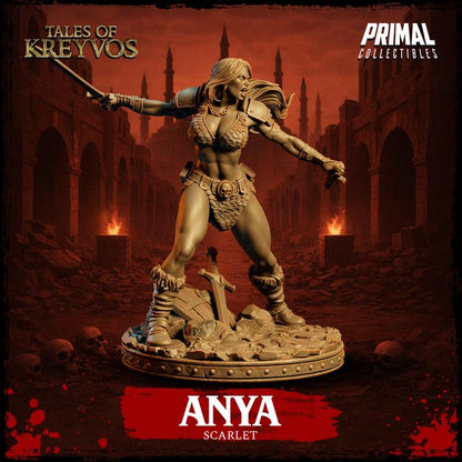 Scarlet Barbarian, Anya - Tales of Kreyvos - Unpainted Miniature