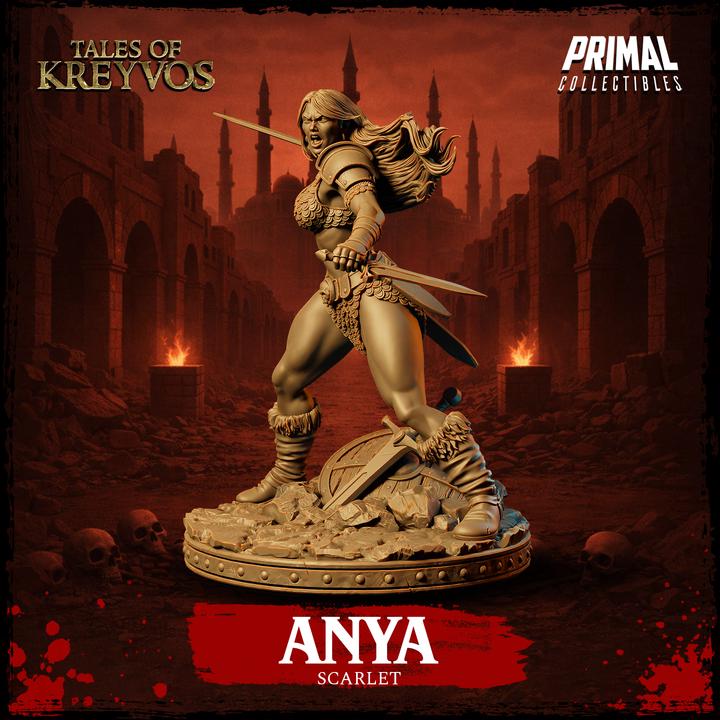 Scarlet Barbarian, Anya - Tales of Kreyvos - Unpainted Miniature