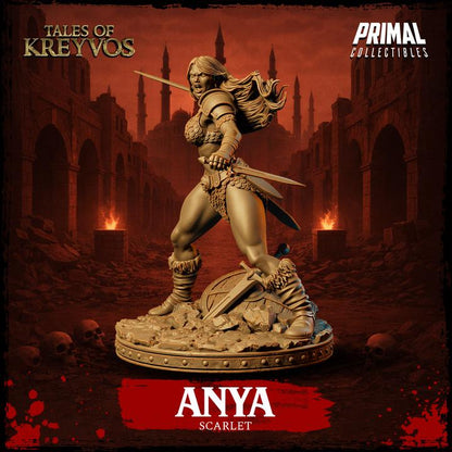 Scarlet Barbarian, Anya - Tales of Kreyvos - Unpainted Miniature