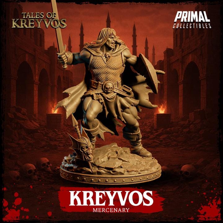 Mercenary Barbarian - Tales of Kreyvos - Unpainted Miniature