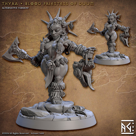 Thyra, the Blood Priestess of Duum - Pinup - The Quest for Goldvein - Unpainted Miniature