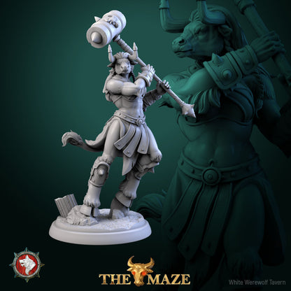 Beastman Charger - Female Minotaurs - Unpainted Miniature