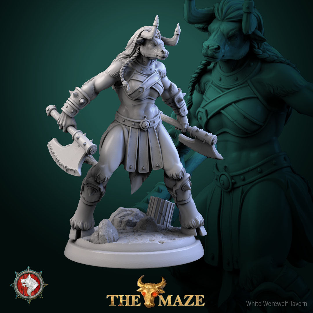 Beastman Charger - Female Minotaurs - Unpainted Miniature