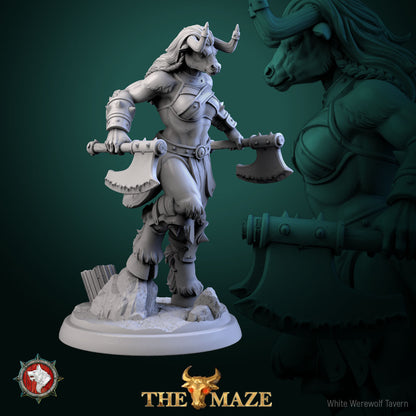 Beastman Charger - Female Minotaurs - Unpainted Miniature