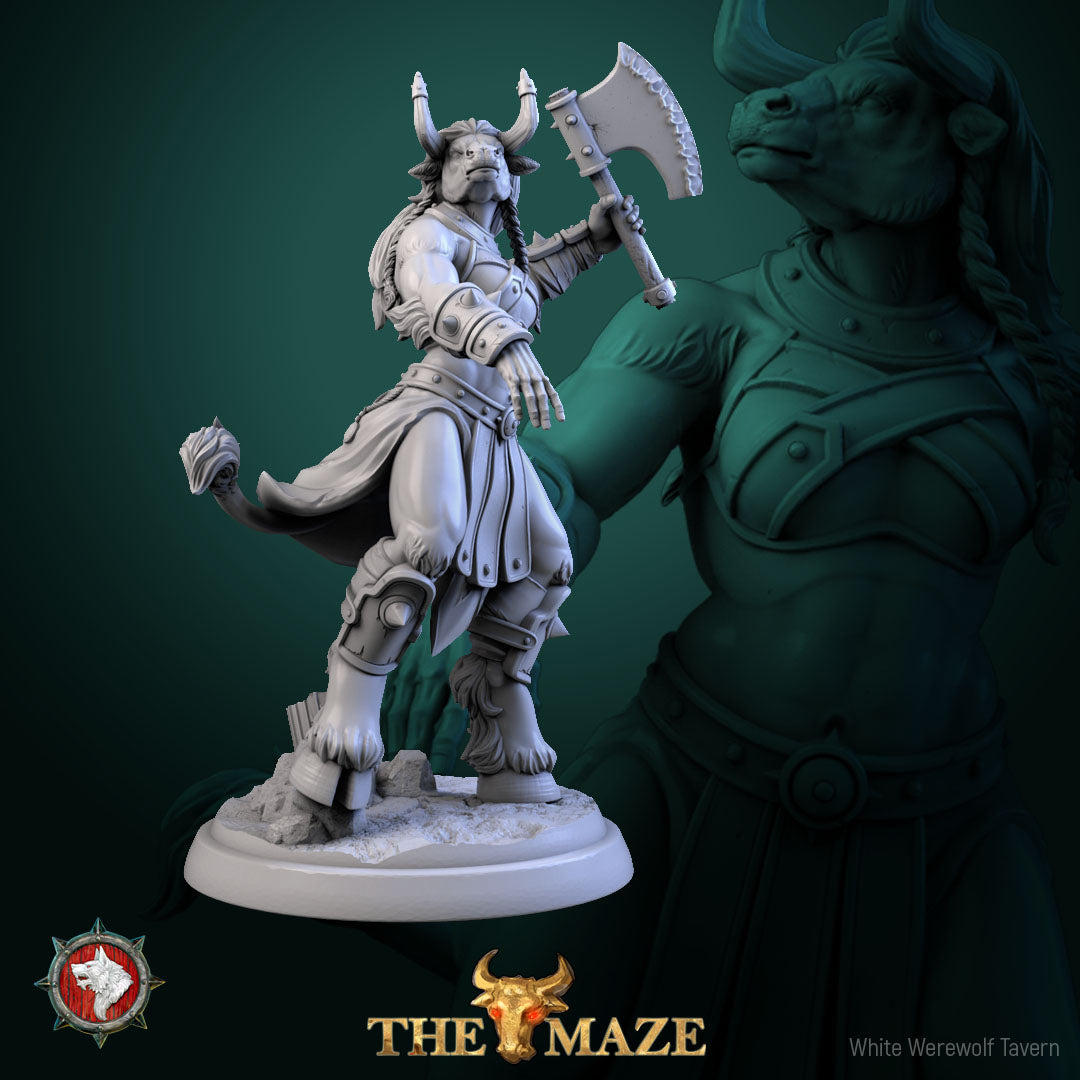 Beastman Charger - Female Minotaurs - Unpainted Miniature