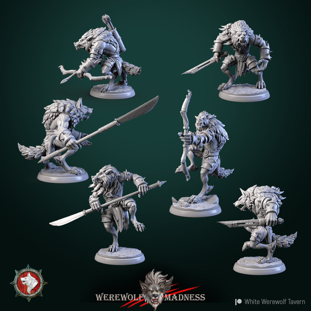 Male Werewolf Warriors - 6 Poses - Unpainted Miniatures