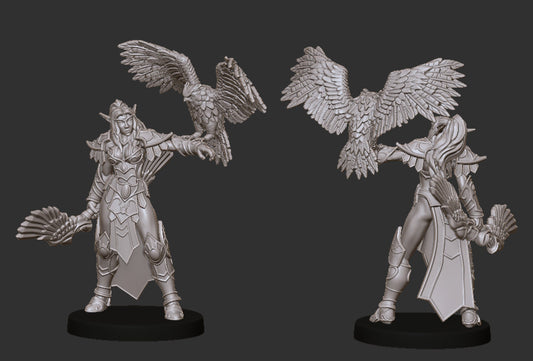 Elf Priestess Miniature with Owl Companion