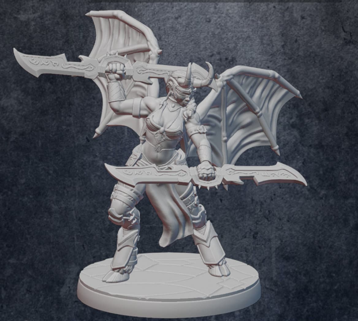 Demon Hunter - Female - 3D Printed Miniature