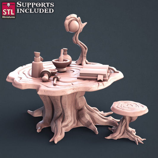 Tree Stump Table - Unpainted Miniature