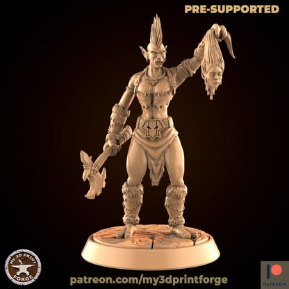 Female Troll Berserker - Unpainted Miniature