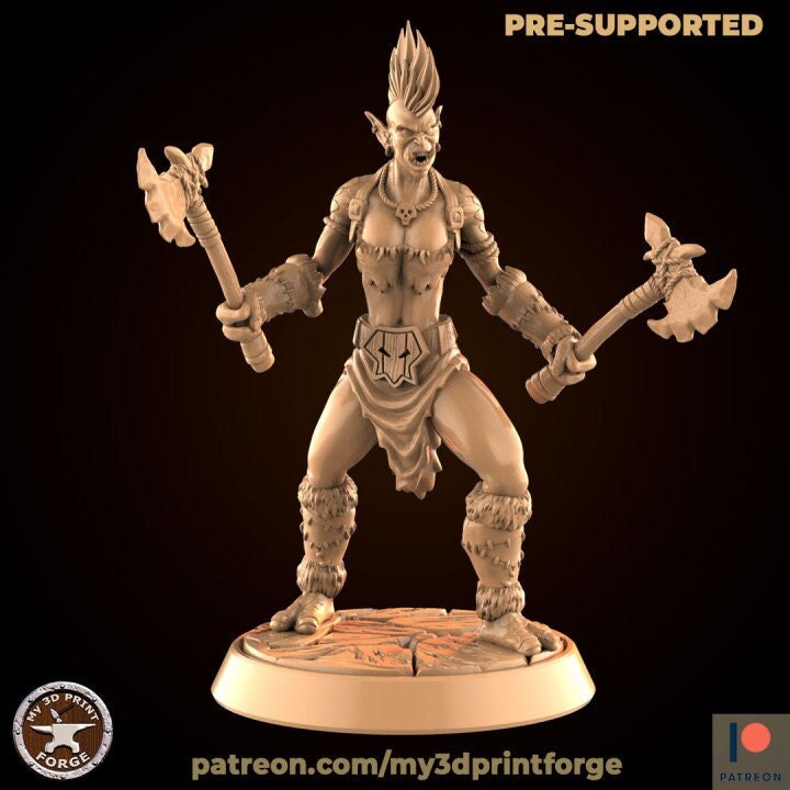 Female Troll Fighter - Unpainted Miniature