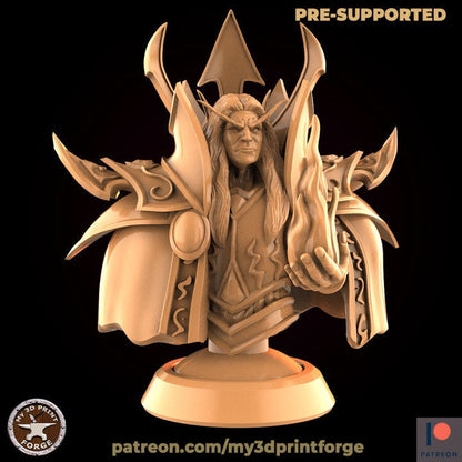 Elven Archmage Bust - Unpainted Miniature