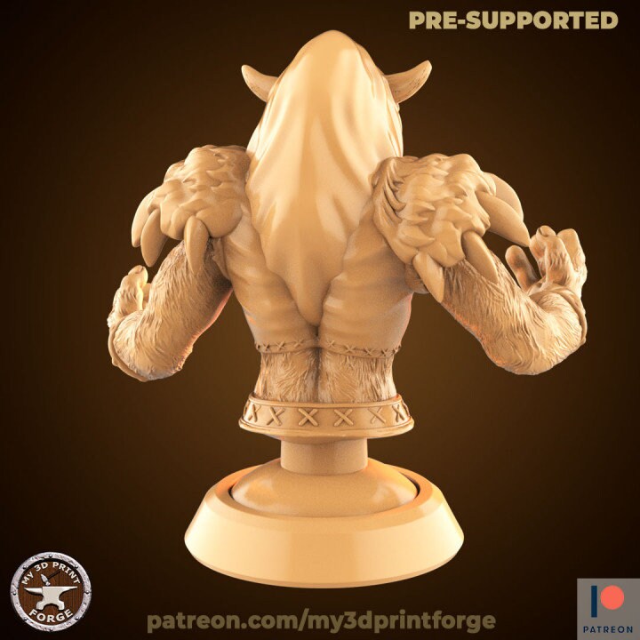 Female Minotaur Bust - Unpainted Miniature