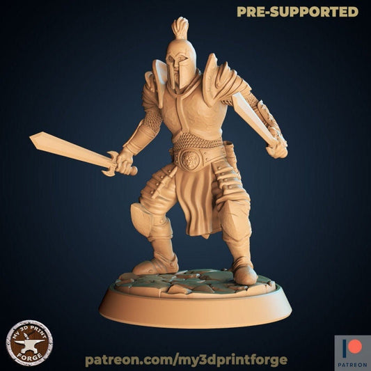 Human Paladin with Swords - Unpainted Miniature