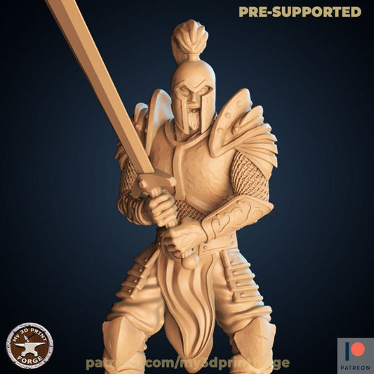 Human Paladin with Great Sword - Unpainted Miniature