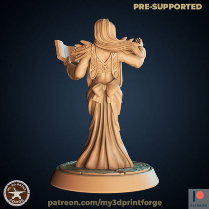 Female Mage with Book - Unpainted Miniature