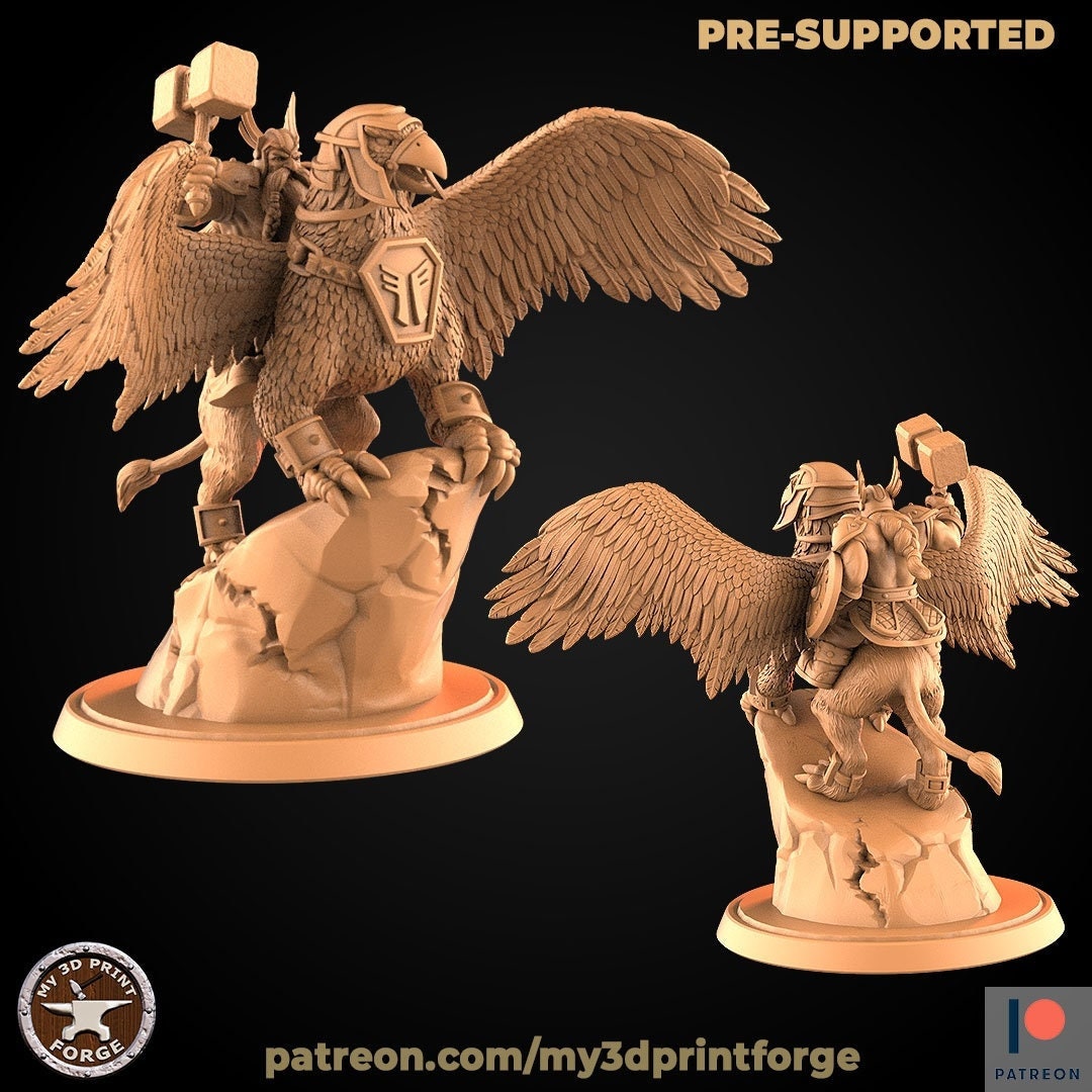 Male Dwarf Gryphon Rider - Unpainted Miniature