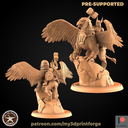 Female Dwarf Gryphon Rider - Unpainted Miniature