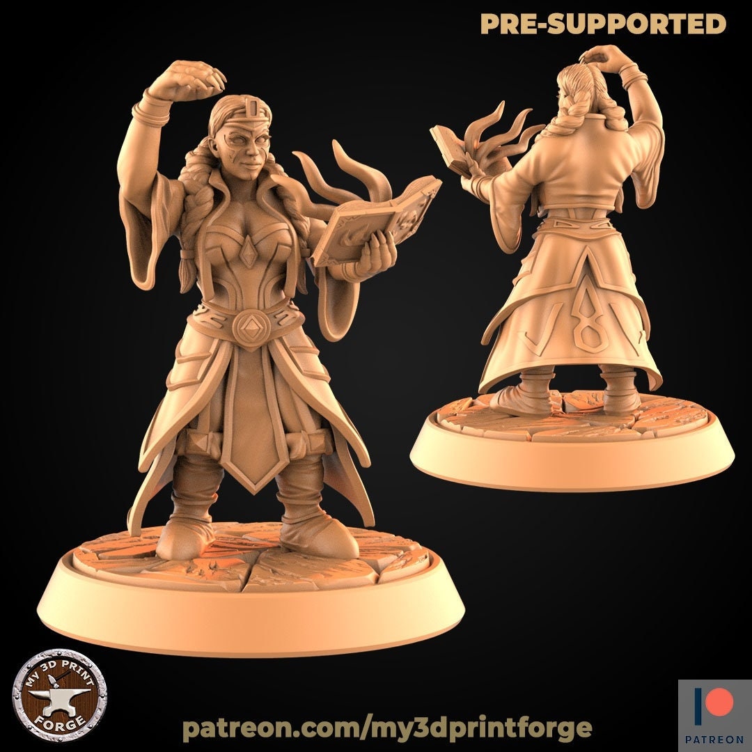 Dwarf Priestess with Book - Unpainted Miniature