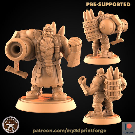 Dwarf with Canon - Unpainted Miniature