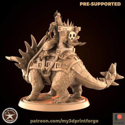 Triceratops with Troll - Unpainted Miniature