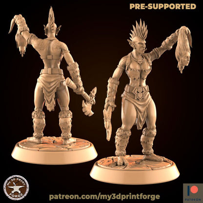 Female Troll Berserker - Unpainted Miniature