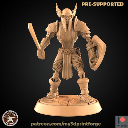 Undead Warrior with Sword and Shield - Unpainted Miniature