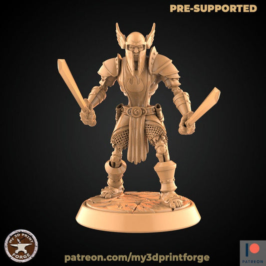 Undead Warrior with two Swords - Unpainted Miniature