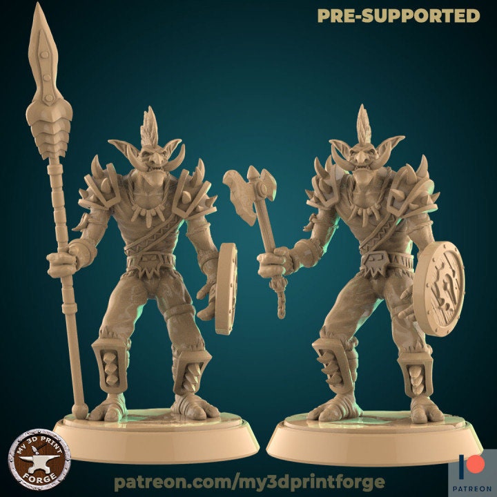 Troll Warrior with Spear - Unpainted Miniature