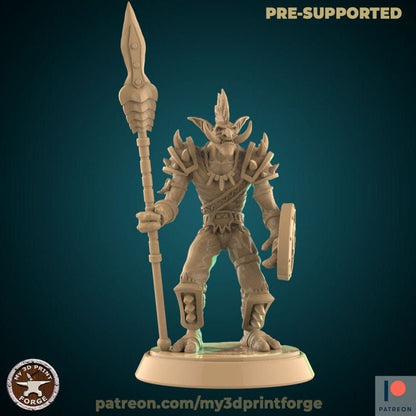 Troll Warrior with Spear - Unpainted Miniature