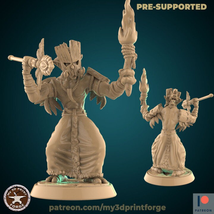 Troll Shaman with Torch - Unpainted Miniature