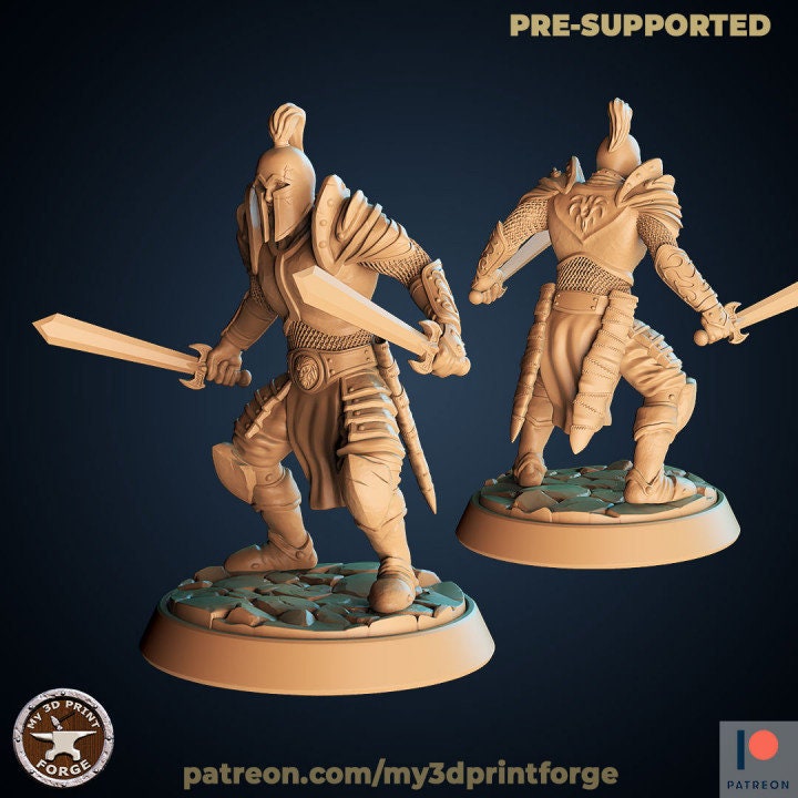 Human Paladin with Swords - Unpainted Miniature