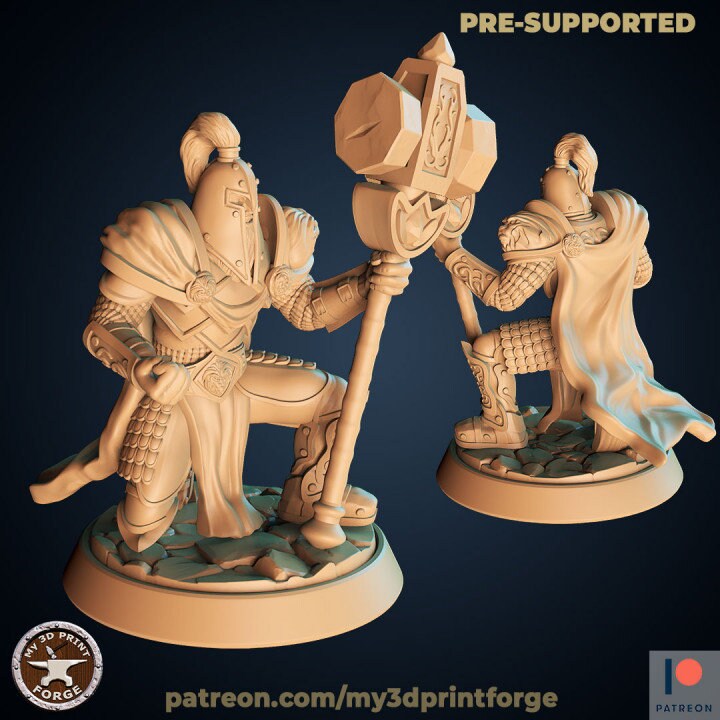 Human Paladin Kneeling - Unpainted Miniature