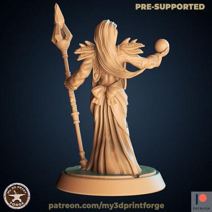 Female Mage with Staff - Unpainted Miniature