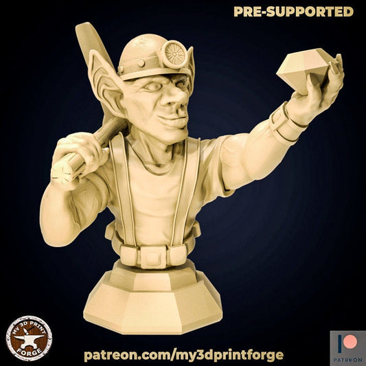 Goblin Miner Bust - Unpainted Miniature