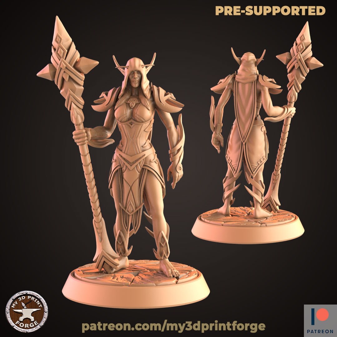 Elf Arcanist - Staff - Unpainted Miniature