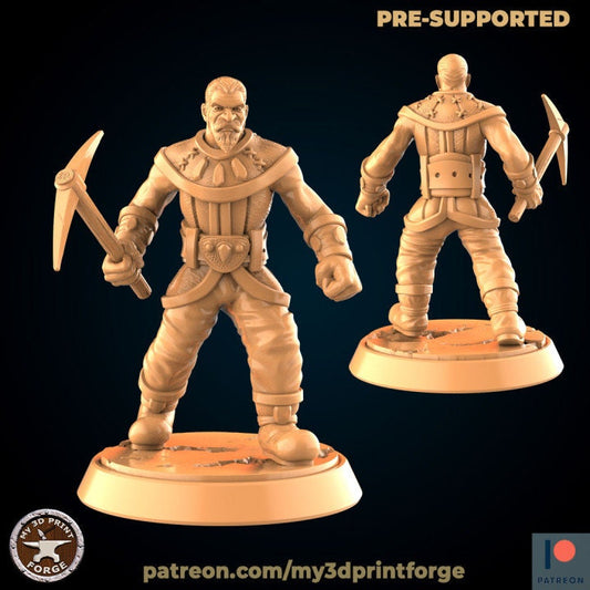 Human Miner - Aggressive Stance - Unpainted Miniature