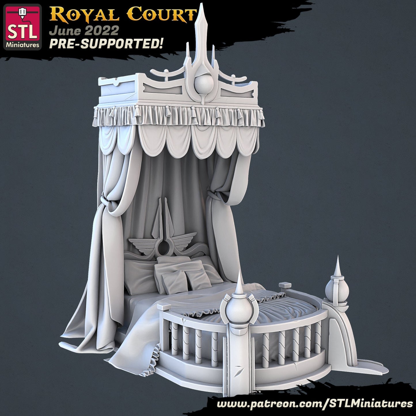 Royal Bed - Royal Court Set - Unpainted Miniature