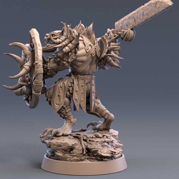 Gnoll Fighter with Sword and Shield - Unpainted Miniature