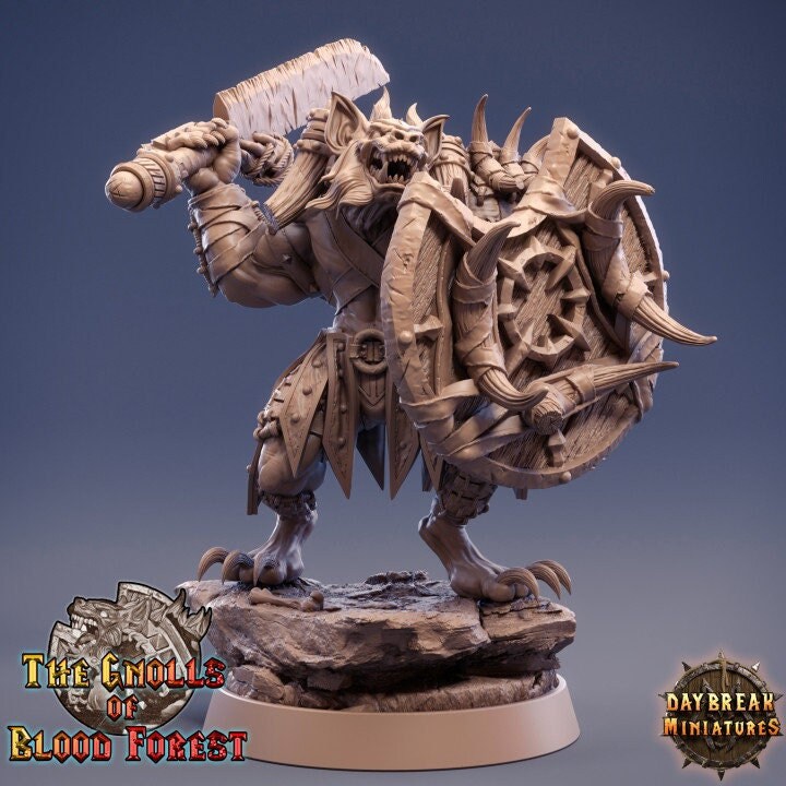 Gnoll Fighter with Sword and Shield - Unpainted Miniature