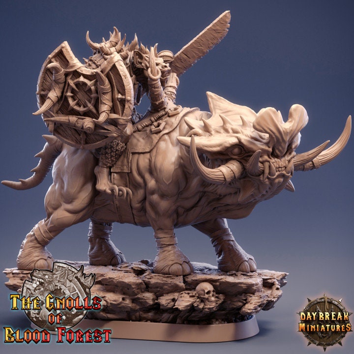 Gnoll Rider with Shield - Unpainted Miniature