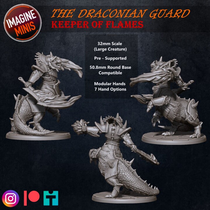 Dragonkin Flame Keeper - Unpainted Miniature