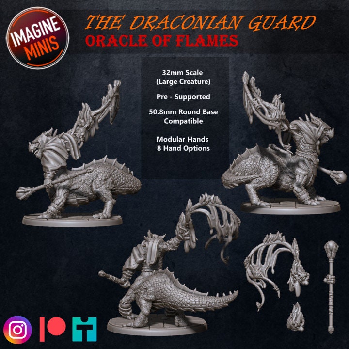 Dragonkin Flame Oracle - Unpainted Miniature